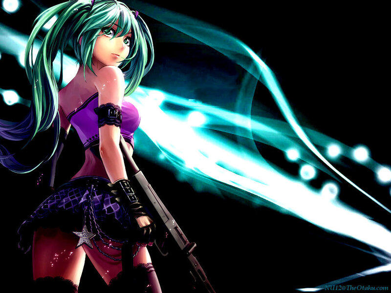 Anime Girl with Rifle — Purple, Dramatic