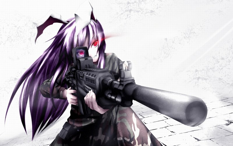 Anime Girl with Rifle — Purple, Intense