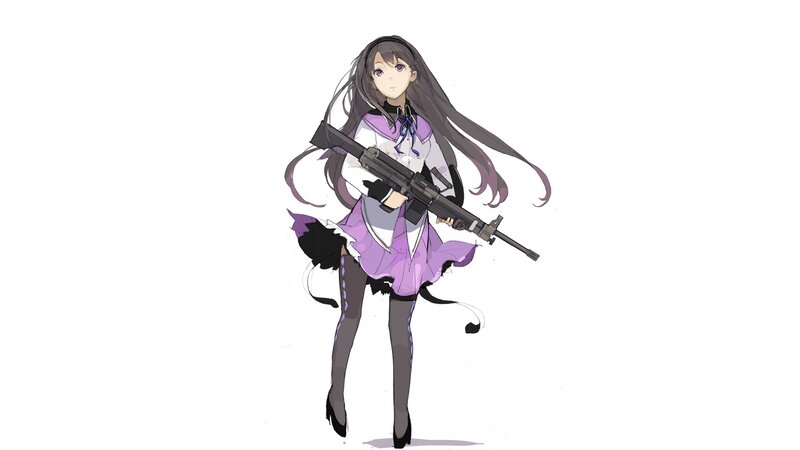 Anime Girl with Rifle — Purple, Neutral