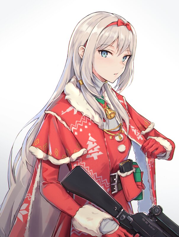 Anime Girl with Rifle — Red, Calm
