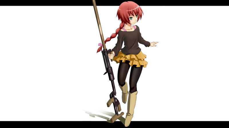 Anime Girl with Rifle — Red, Neutral