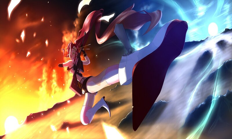 Anime Girl with Rifle — Red
