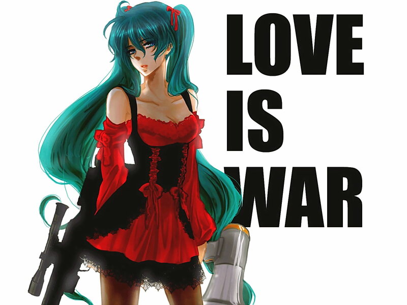 Anime Girl with Rifle — Teal, Dramatic