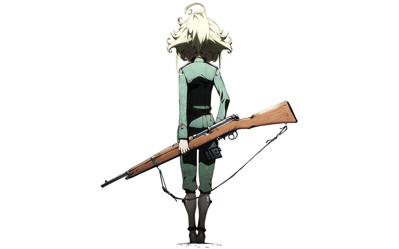 Anime Girl with Rifle — White, Neutral, Uniform
