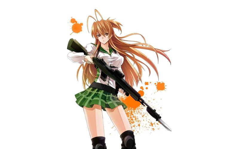 Anime Girl with Rifle — White