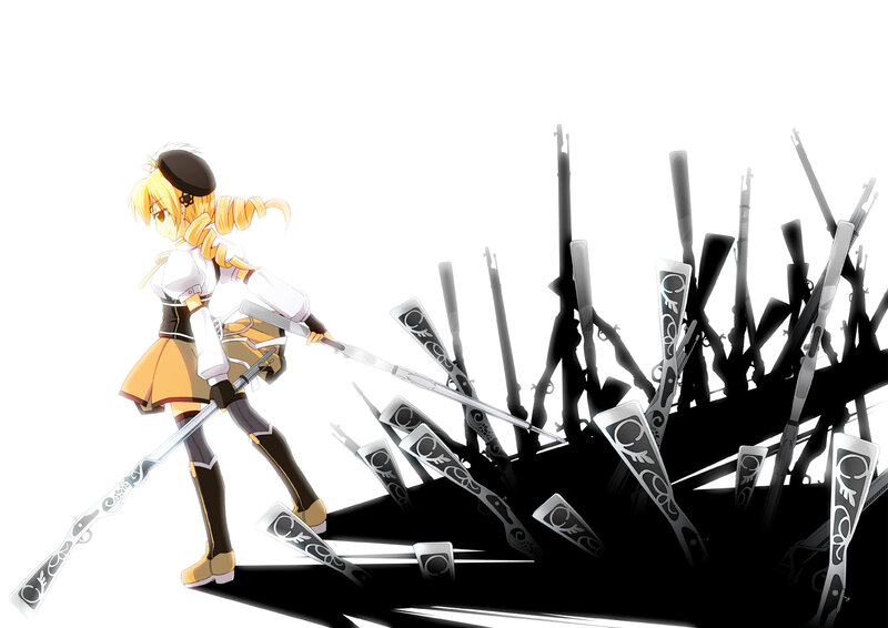Anime Girl with Rifles — White