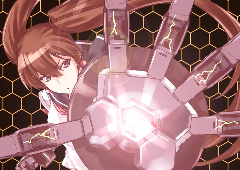 Anime Girl with Robot Arm — Brown