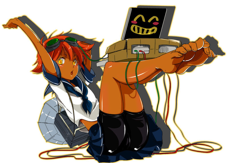 anime girl with robot arm