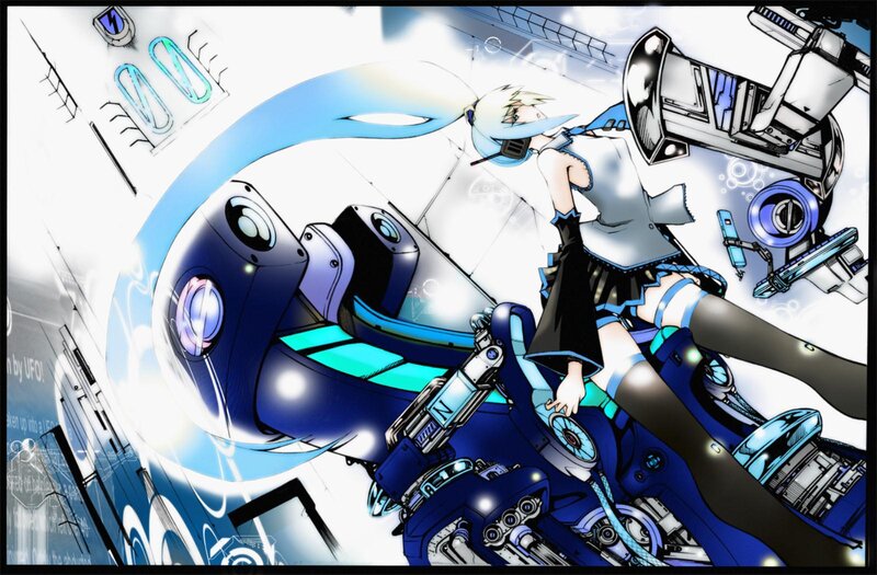 Anime Girl with Robot — Blue, Dynamic