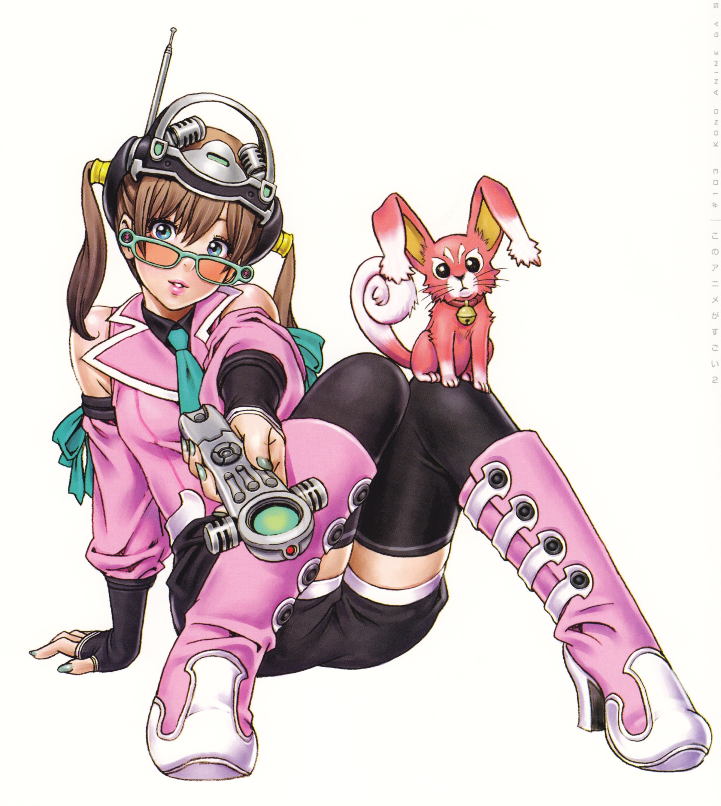 anime girl with robot cat