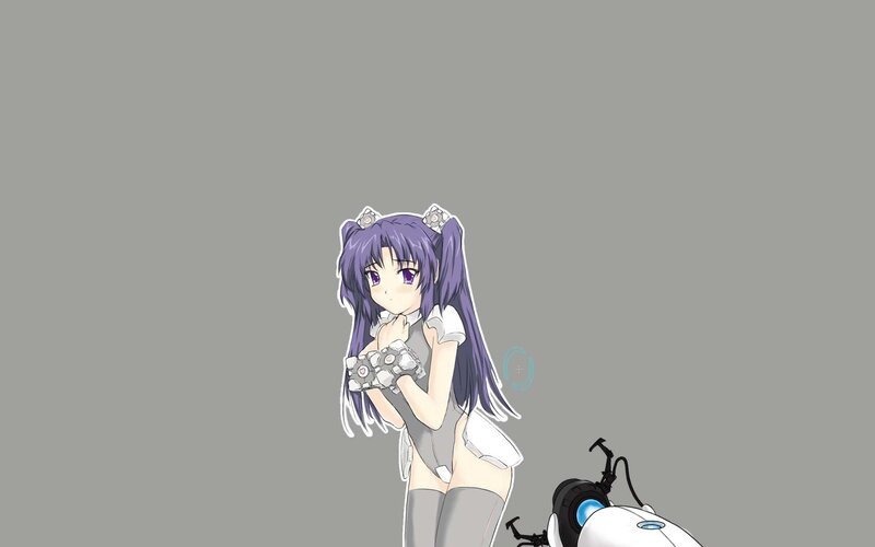anime girl with robot companion