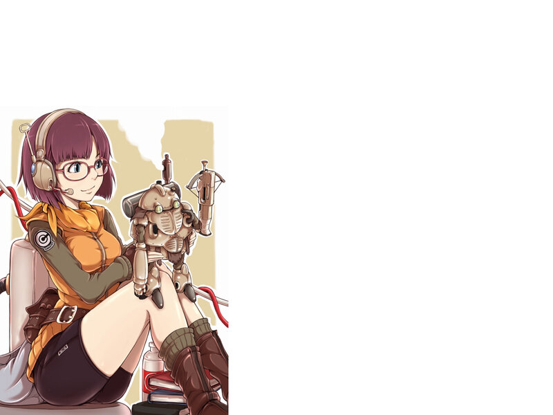 anime girl with robot companion