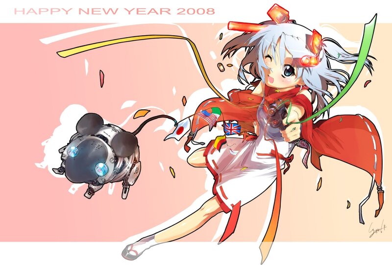Anime girl with robot companion