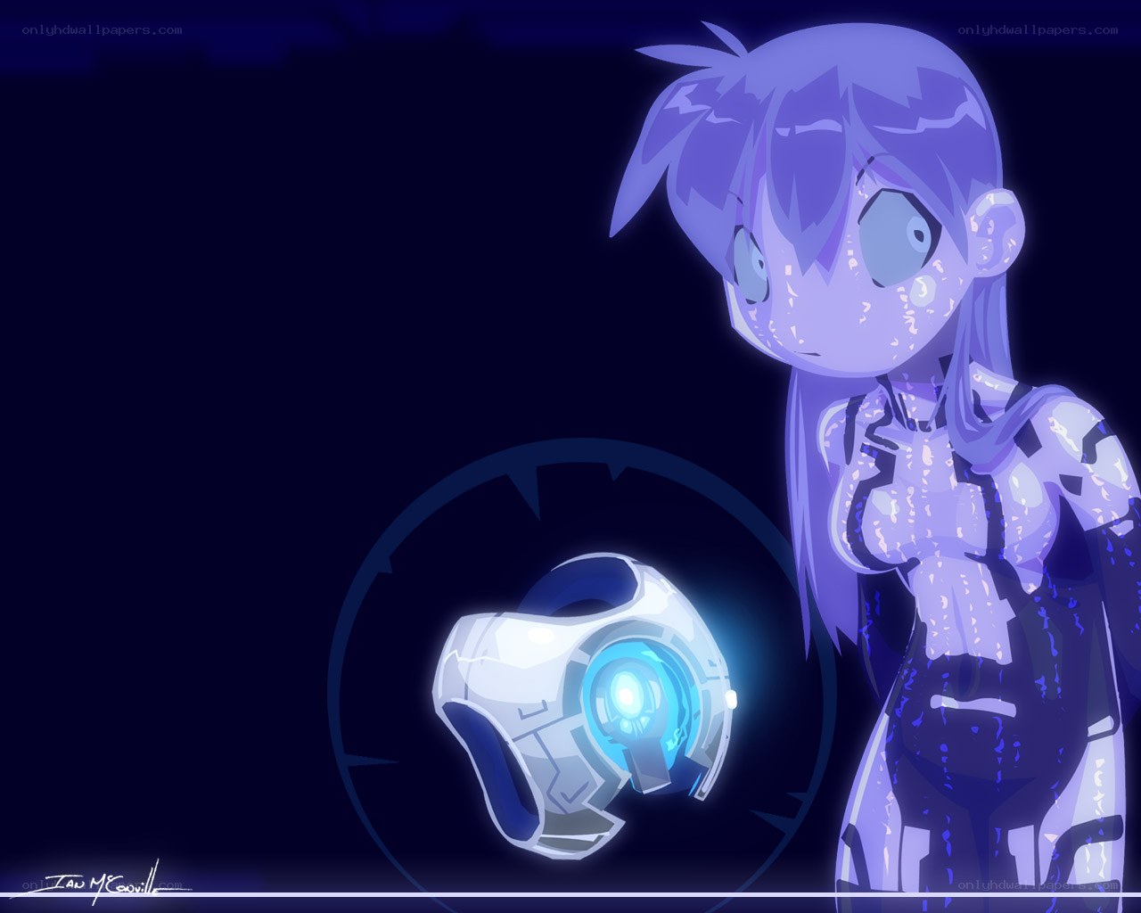anime girl with robot device
