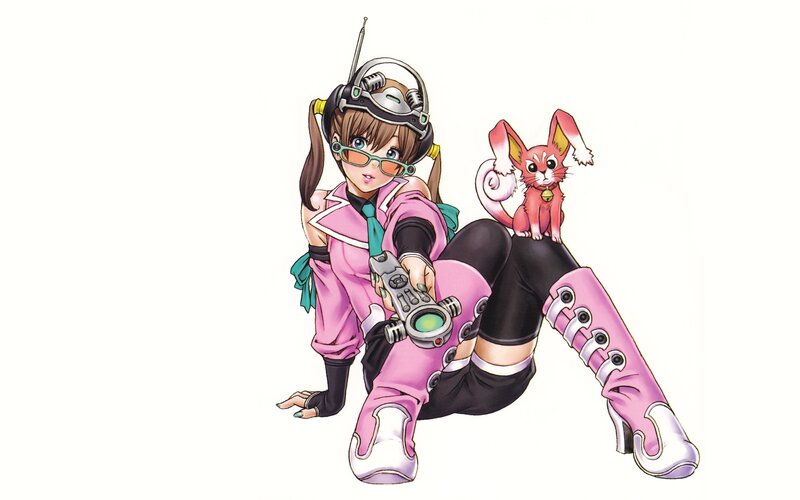 anime girl with robot pet
