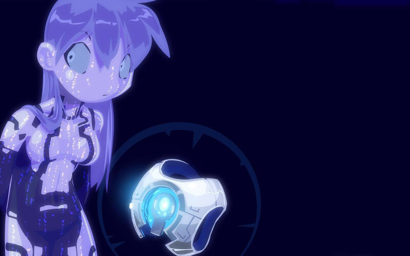 Anime Girl with Robot — Purple, Dramatic