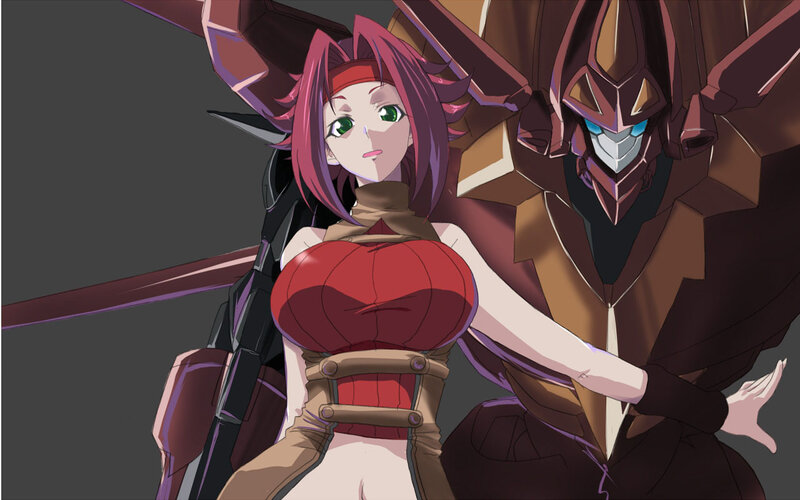 Anime Girl with Robot — Purple