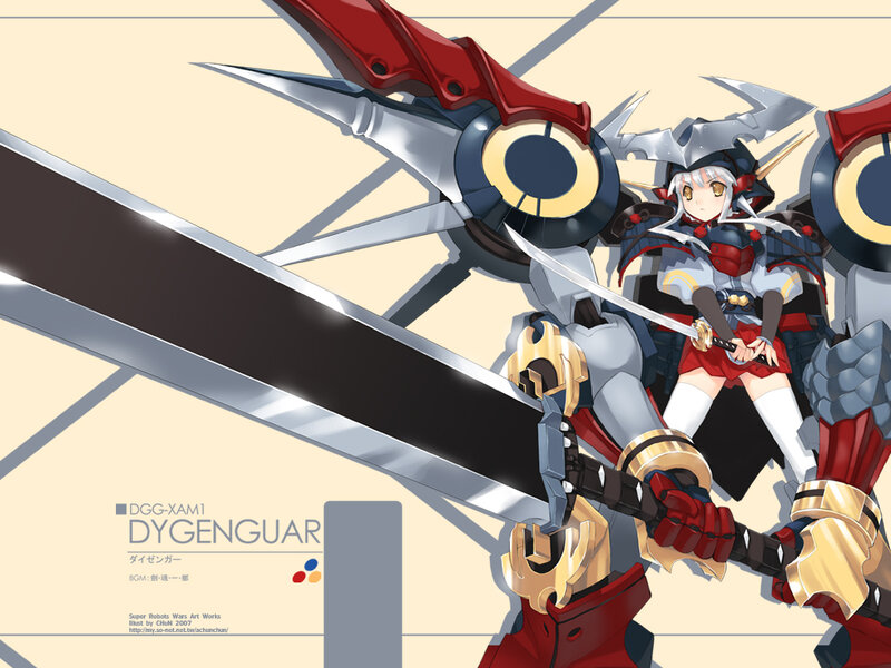 Anime Girl with Robot — Red