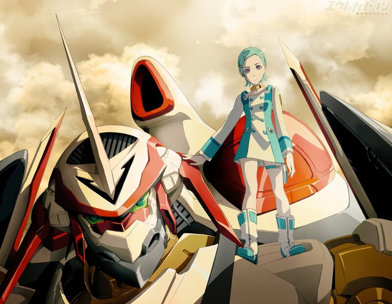 Anime Girl with Robot — White, Dramatic