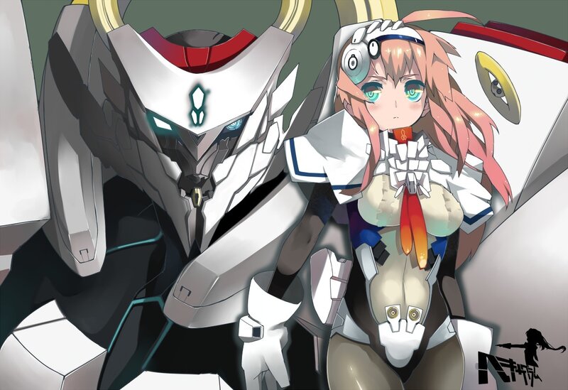 Anime Girl with Robot — White