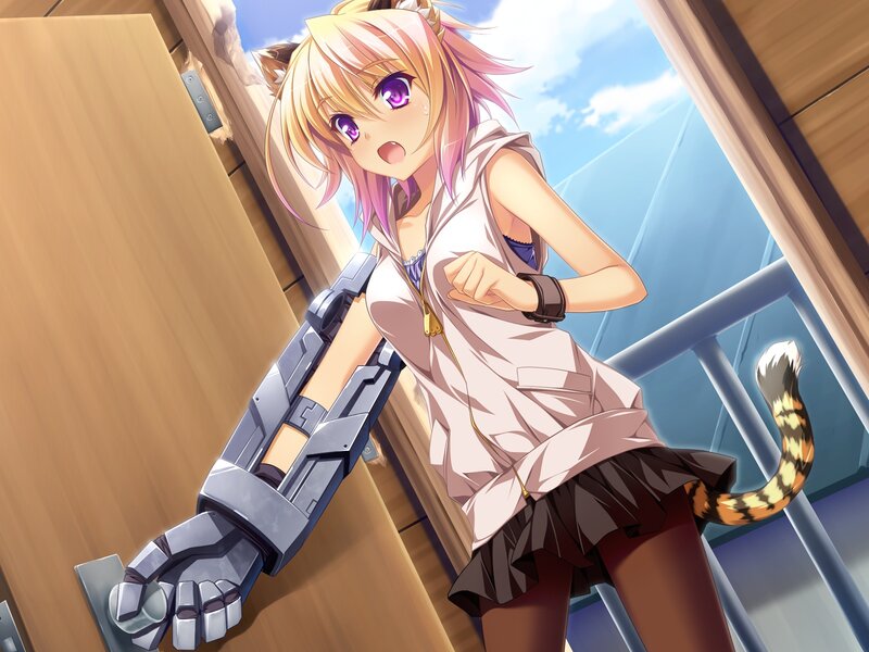 Anime Girl with Robotic Arm — Pink