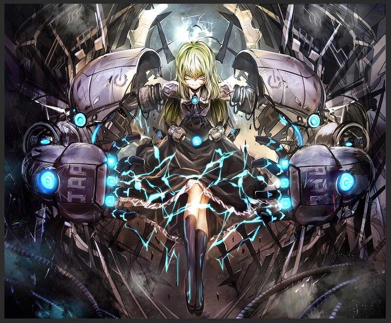 anime girl with robotic arms