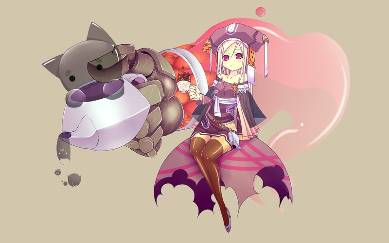 Anime Girl with Robotic Cat — Purple