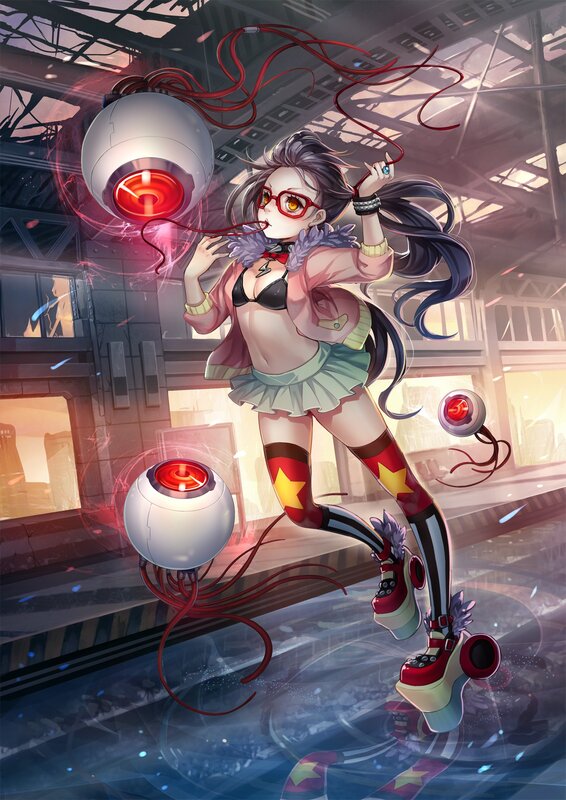 anime girl with robotic eyes