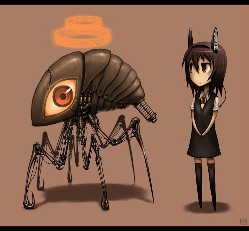 anime girl with robotic insect