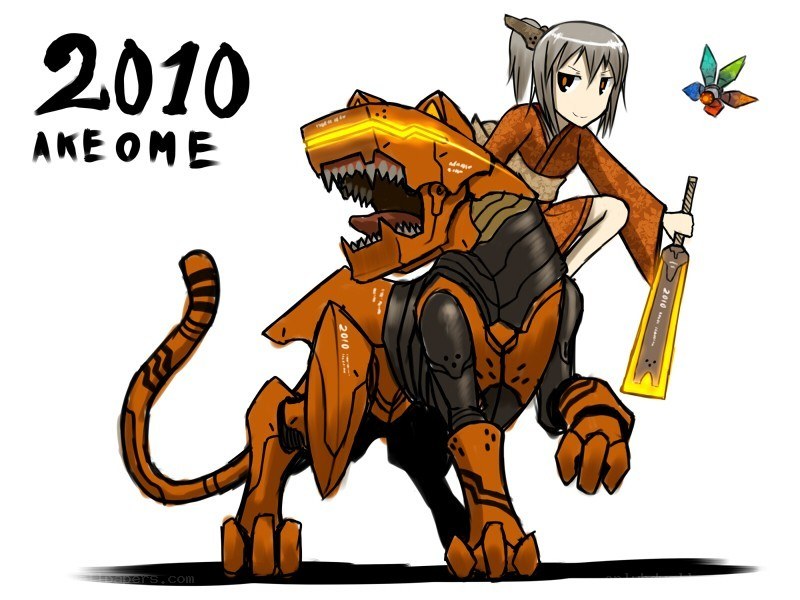 Anime girl with robotic tiger