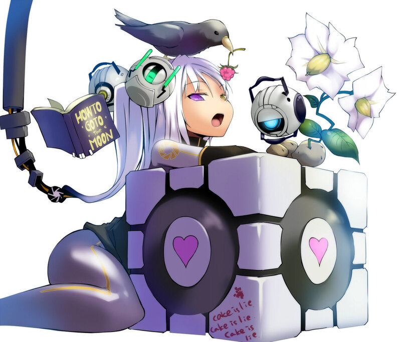 Anime Girl with Robots — Purple