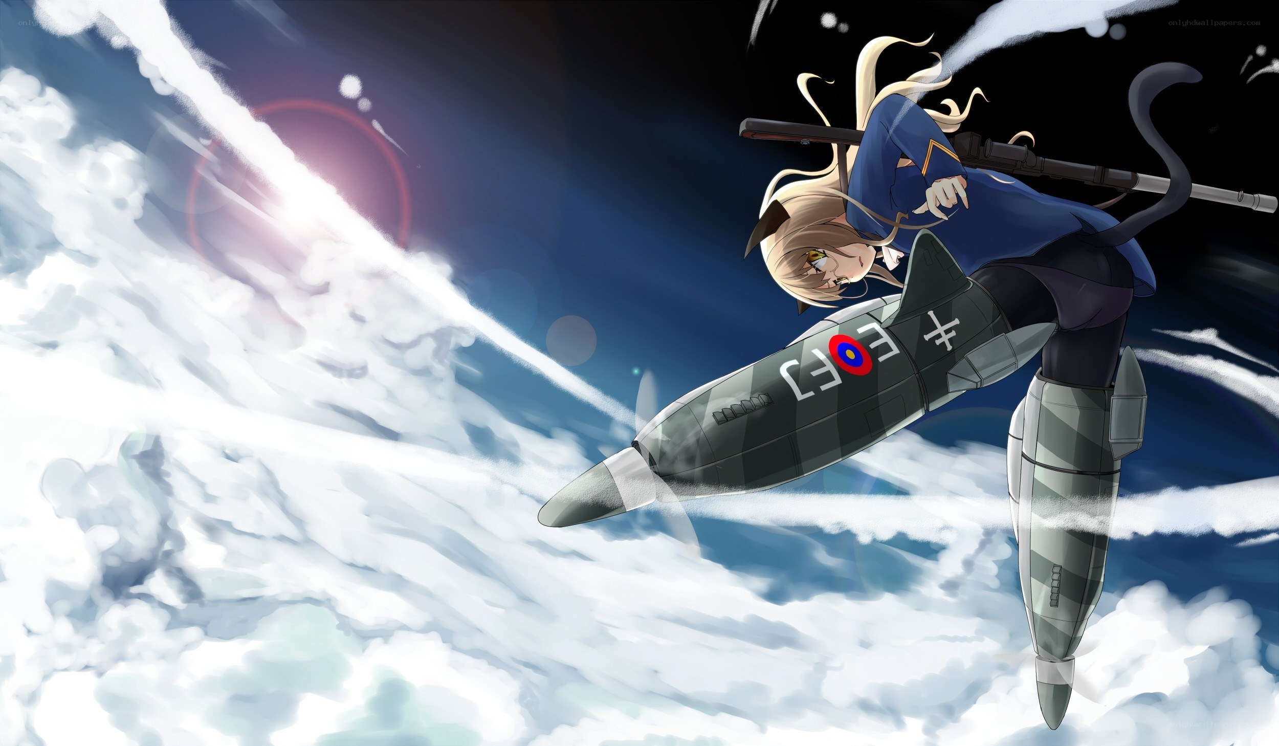 anime girl with rocket plane