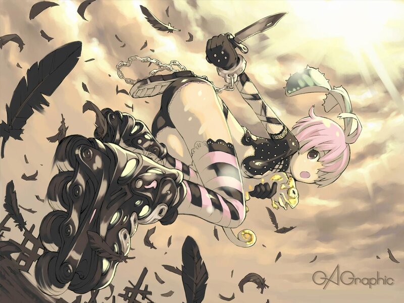 anime girl with roller skates