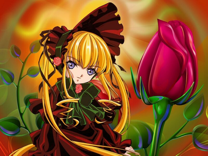 anime girl with rose