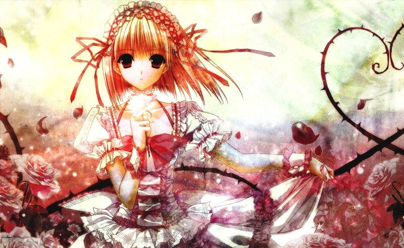 anime girl with rose