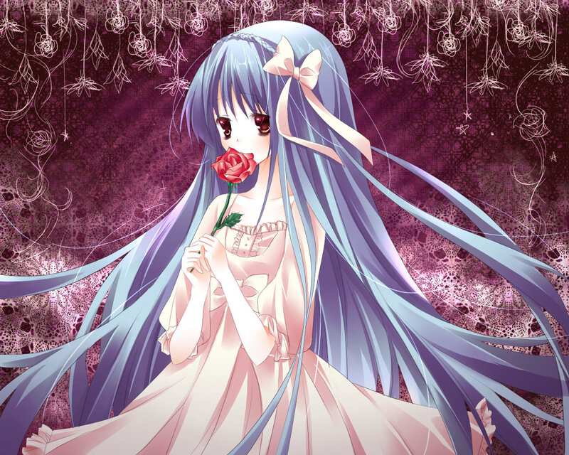 anime girl with rose