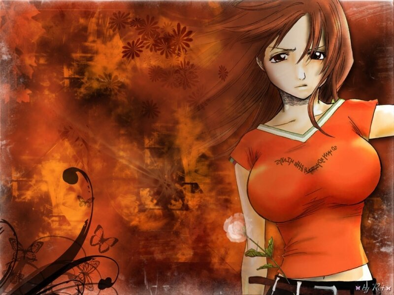 anime girl with rose