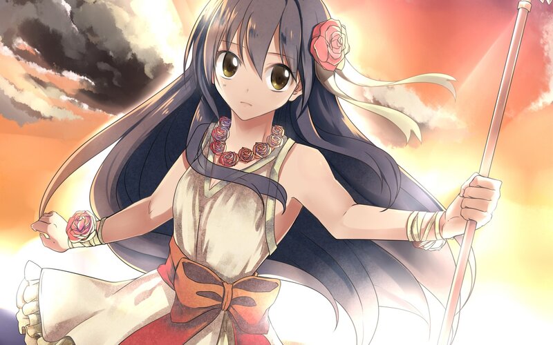 anime girl with rose accessories