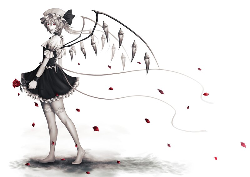 anime girl with rose and crystals