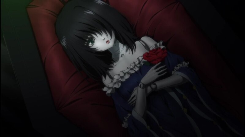 Anime Girl with Rose — Black, Dramatic, Night
