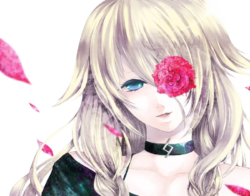 Anime Girl with Rose — Blonde