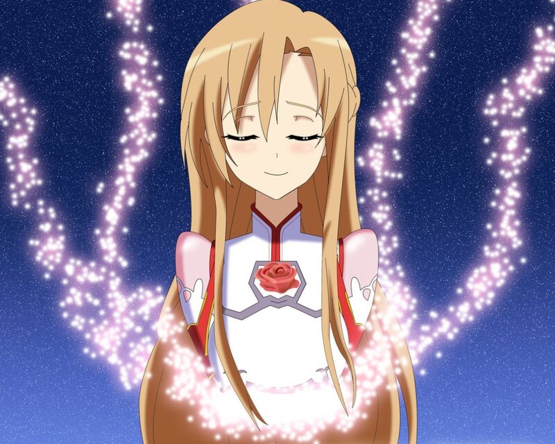 Anime Girl with Rose — Blue, Serene