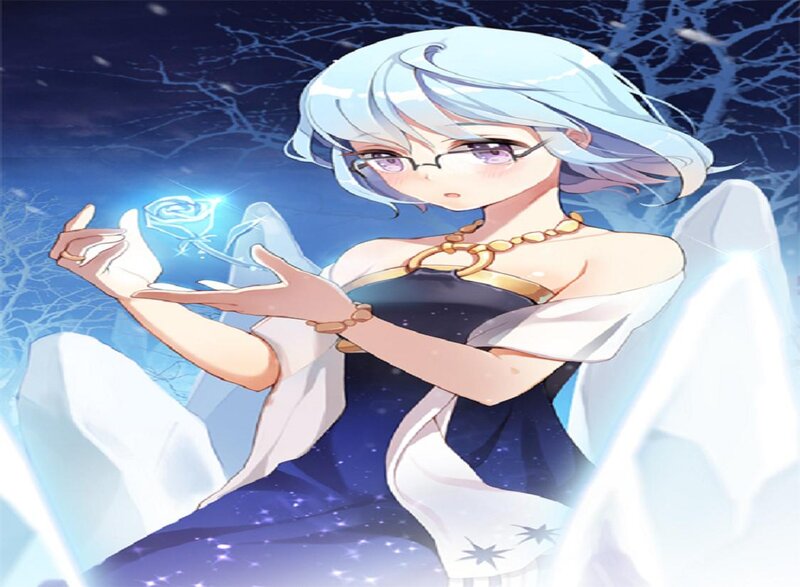 Anime Girl with Rose — Blue