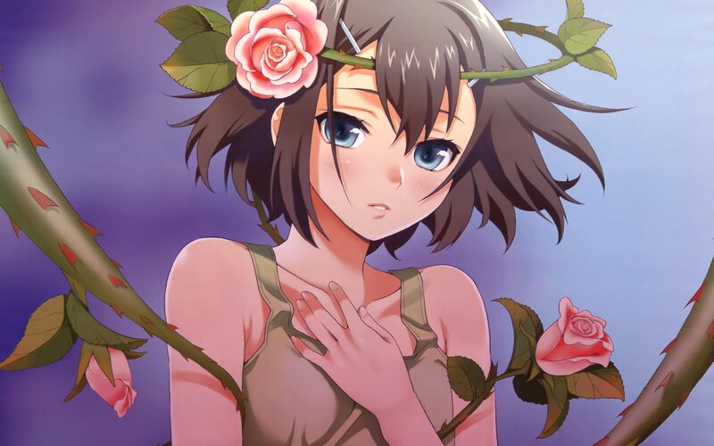 anime girl with rose crown