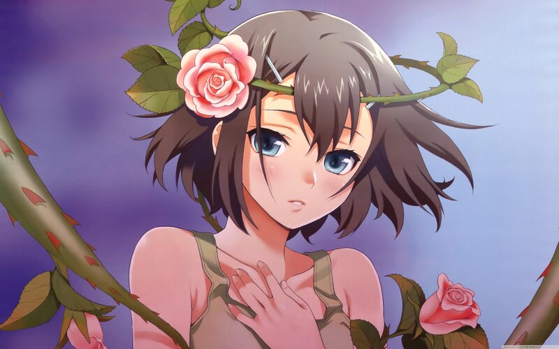 anime girl with rose crown