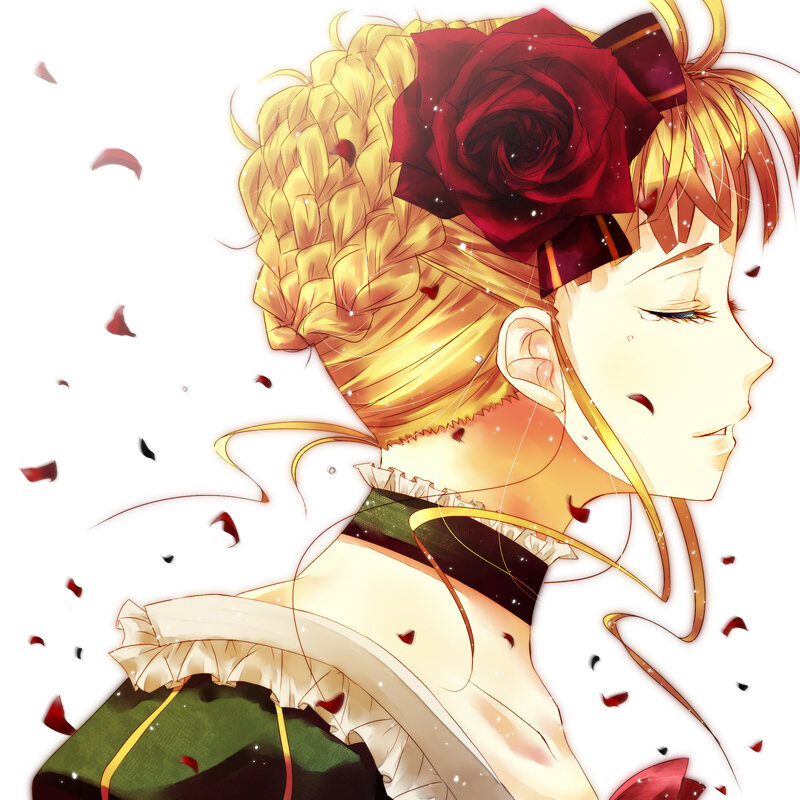 anime girl with rose hair accessory