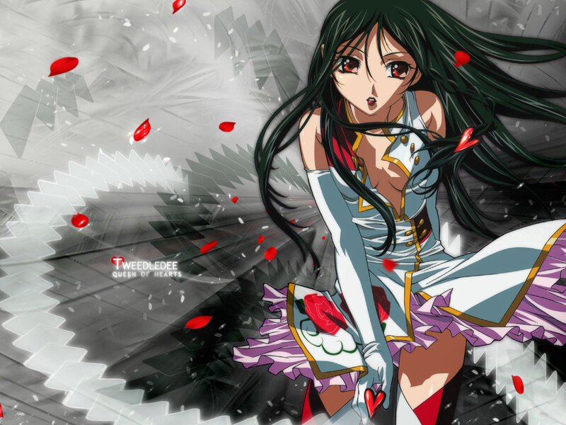 anime girl with rose petals