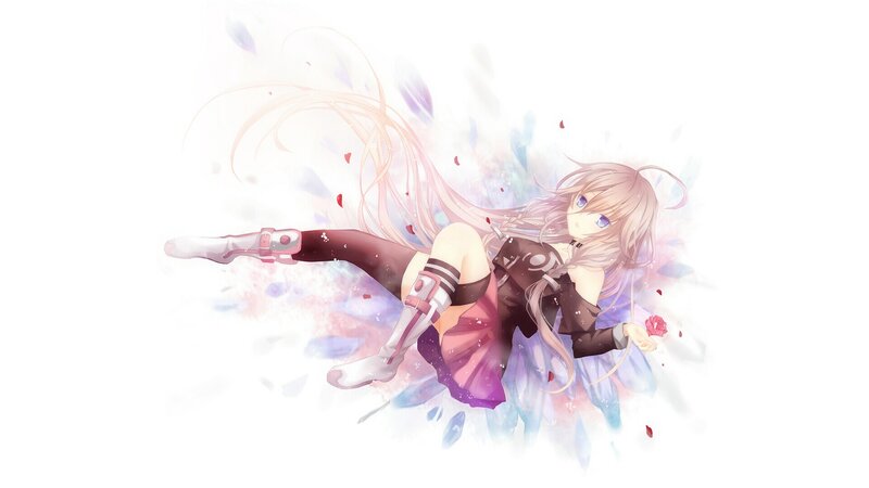 anime girl with rose petals