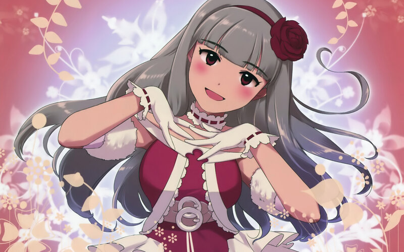 Anime Girl with Rose — Pink, Cheerful