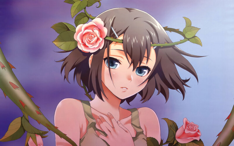Anime Girl with Rose — Purple, Dramatic, Flower Crown